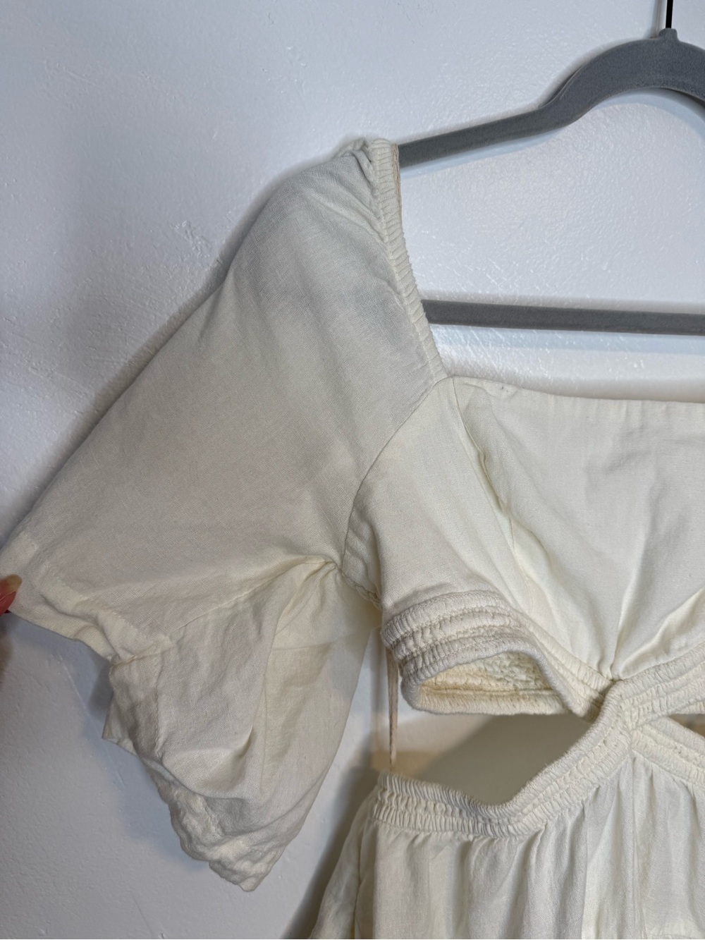 Free People Cross of Sunlight Mini Dress in ivory. - Picture 10 of 12